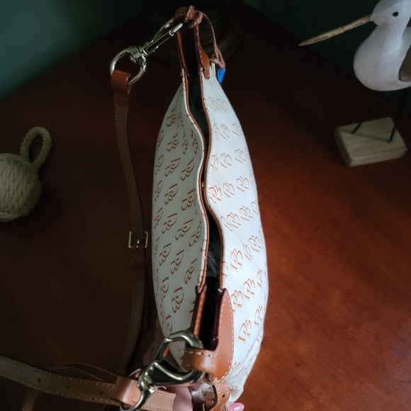 Dooney & Bourke Frederica Crossbody Cream & Brown Monogram w/ Tan Leather - Picture 13 of 16